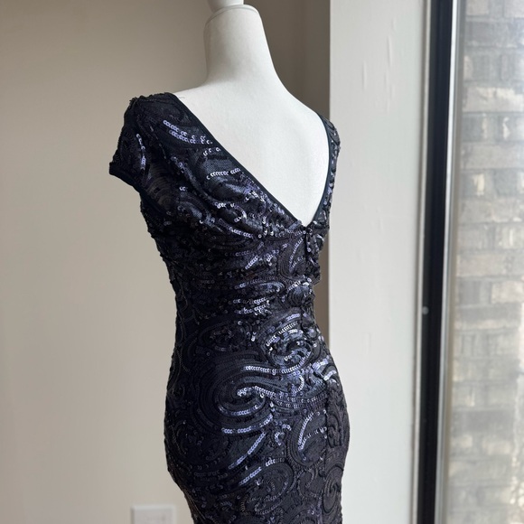 Langhem Sequin evening gown Navy Blue dress Size 4 - Picture 2 of 5